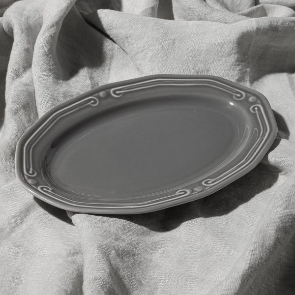 ESTIA ΠΙΑΤΕΛΑ ΟΒΑΛ ATHÉNÉE ΠΟΡΣΕΛΑΝΙΝΗ ΑΝΑΓΛΥΦΗ 25cm  GREY