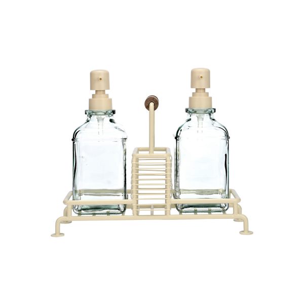 ESTIA ΔΟΧΕΙΑ ΥΓΡΟΥ ΠΙΑΤΩΝ ALLURE 2x300ml ΜΕ ΜΕΤΑΛΛΙΚΗ ΒΑΣΗ & ΘΗΚΗ ΓΙΑ ΣΦΟΥΓΓΑΡΙ IVORY