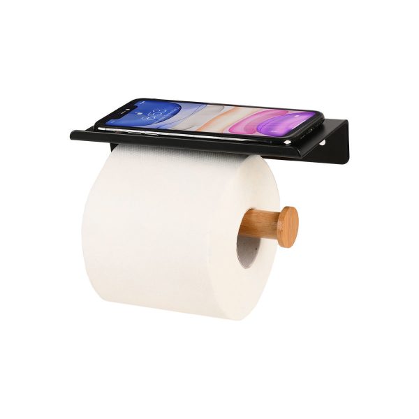 ESTIA ΧΑΡΤΟΘΗΚΗ ΕΠΙΤΟΙΧΙΑ BAMBOO ESSENTIALS ΜΕ ΘΕΣΗ ΓΙΑ ΚΙΝΗΤΟ ΜΕΤΑΛΛΙΚΗ ΜΑΥΡΗ