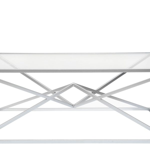 ΤΡΑΠΕΖΙ ΣΑΛΟΝΙΟΥ ΜΕΤΑΛΛΙΚΟ ΑΣΗΜΙ ΜΕ ΡΟΜΒΟ ΣΤΗ ΜΕΣΗ ΚΑΙ ΛΕΥΚΟ ΤΖΑΜΙ 120Χ66Χ46ΕΚ