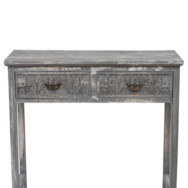 ΕΠΙΠΛΟ ΚΟΝΣΟΛΑ ΜΕ ΔΥΟ ΣΥΡΤΑΡΙΑ ΑΝΤΙΚΕ ΓΚΡΙ ΚΑΦΕ 79,5Χ31,5Χ78ΕΚ