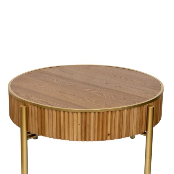 ΤΡΑΠΕΖΙ ΣΤΡΟΓΓΥΛΟ ΚΑΦΕ ΜΕ ΧΡΥΣΑ ΠΟΔΙΑ 80Χ80Χ44ΕΚ