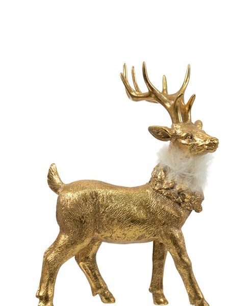 ΧΡΙΣΤΟΥΓΕΝΝΙΑΤΙΚΟΣ ΠΟΛΥΕΣΤΕΡΙΚΟΣ ΤΑΡΑΝΔΟΣ ΟΡΘΙΟΣ ΧΡΥΣΟΣ ΜΕ ΛΕΥΚΟ ΠΟΥΠΟΥΛΟ 16Χ9Χ24ΕΚ