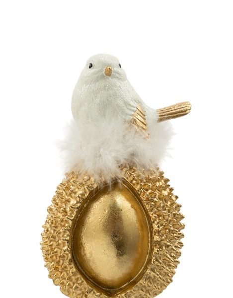 ΠΟΛΥΕΣΤΕΡΙΚΟ ΠΟΥΛΙ ΕΠΑΝΩ  ΣΕ ΒΕΛΑΝΙΔΙ ΧΡΥΣΟ ΛΕΥΚΟ ΜΕ ΛΕΥΚΟ ΠΟΥΠΟΥΛΟ 10Χ9Χ15,5ΕΚ