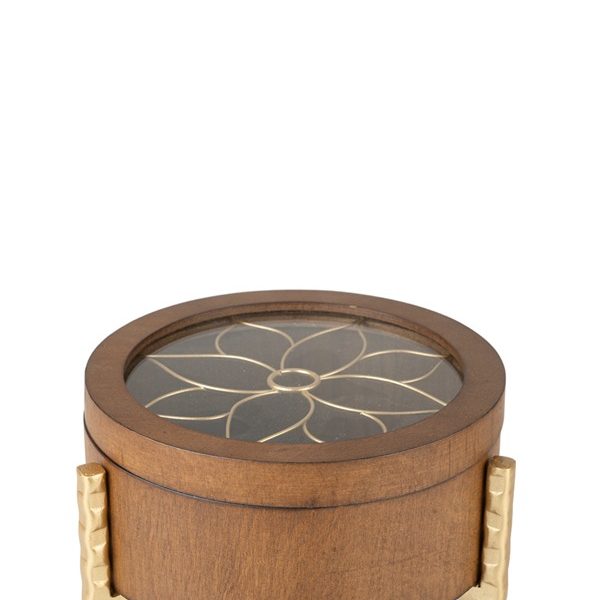 ΔΙΑΚΟΣΜΗΤΙΚΟ ΞΥΛΙΝΟ ΚΟΥΤΙ ΚΑΦΕ ΜΕ ΜΕΤΑΛΛΙΚΟ ΛΟΥΛΟΥΔΙ ΚΑΙ ΜΕΤΑΛΛΙΚΗ ΒΑΣΗ 20Χ20Χ13ΕΚ