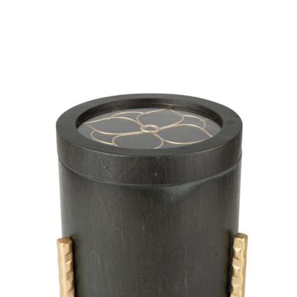 ΔΙΑΚΟΣΜΗΤΙΚΟ ΞΥΛΙΝΟ ΚΟΥΤΙ ΜΑΥΡΟ ΜΕ ΜΕΤΑΛΛΙΚΟ ΛΟΥΛΟΥΔΙ ΚΑΙ ΜΕΤΑΛΛΙΚΗ ΒΑΣΗ 17Χ17Χ19ΕΚ