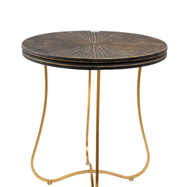 ΜΕΤΑΛΛΙΚΟ ΤΡΑΠΕΖΙ ΜΑΥΡΟ ΧΡΥΣΟ ΜΕ ΓΡΑΜΜΕΣ 60Χ60Χ65,5ΕΚ