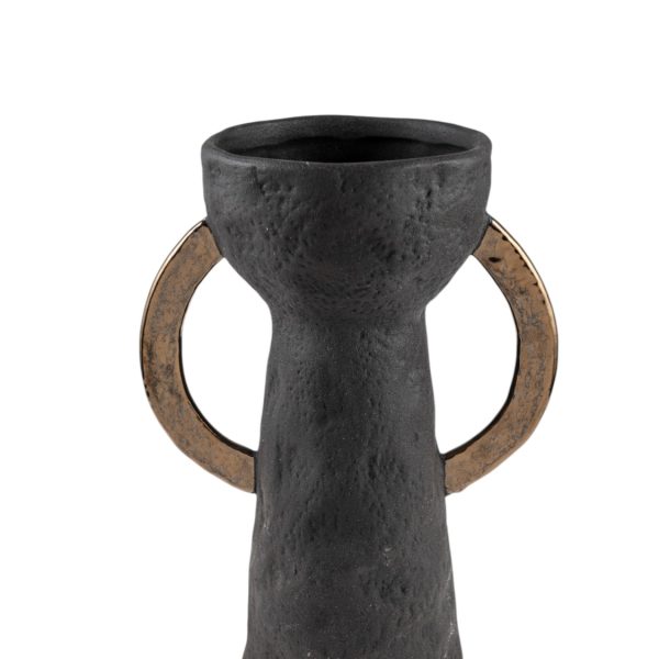 ΚΕΡΑΜΙΚΟ ΒΑΖΟ ΣΑΓΡΕ ΜΑΥΡΟ ΜΕ ΧΕΡΟΥΛΙΑ ΜΠΡΟΝΖΕ16,5Χ14Χ28,5ΕΚ