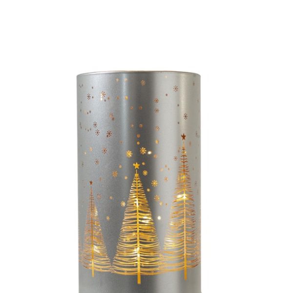 ΓΥΑΛΙΝΗ ΒΑΣΗ ΚΥΛΙΝΔΡΙΚΗ ΑΣΗΜΙ ΜΕ LED 9Χ9Χ16ΕΚ