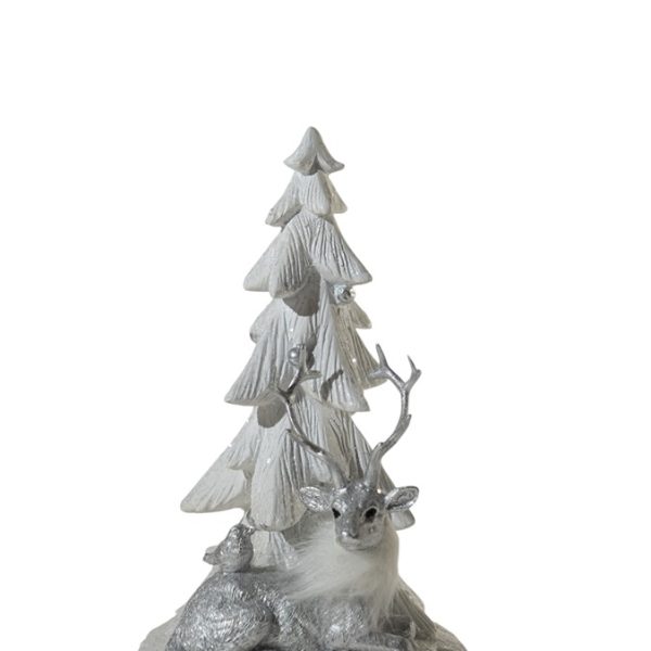 ΧΡΙΣΤΟΥΓΕΝΝΙΑΤΙΚΟ ΠΟΛΥΕΣΤΕΡΙΚΟ ΔΕΝΤΡΟ ΜΕ ΤΑΡΑΝΔΟ ΑΣΗΜΙ ΑΣΠΡΟ ΜΕ ΓΚΛΙΤΕΡ12,5Χ12Χ20ΕΚ