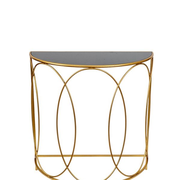 ΜΕΤΑΛΛΙΚΗ ΚΟΝΣΟΛΑ ΧΡΥΣΗ ΟΒΑΛ ΜΕ ΜΑΥΡΟ ΤΖΑΜΙ  75Χ37,56Χ81ΕΚ