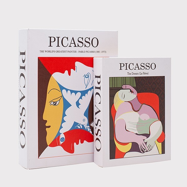 S/2 ΚΟΥΤΙΑ ΒΙΒΛΙΑ PICASSO ΞΥΛΙΝΑ ΛΕΥΚΟ - ΚΟΚΚΙΝΟ - ΜΑΥΡΟ 34x25x7cm / 27x20x5.5cm