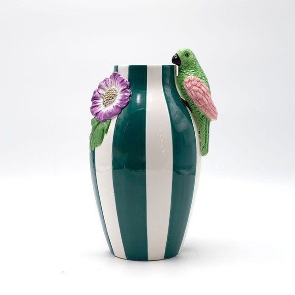 ΒΑΖΟ ΜΕ ΠΑΠΑΓΑΛΟ ΠΗΛΙΝΟ ΠΟΛΥΧΡΩΜΟ 15x13.8x26cm