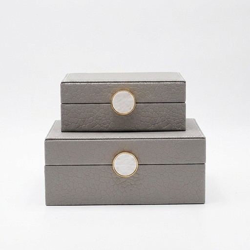 S/2 ΔΙΑΚΟΣΜΗΤΙΚΑ ΚΟΥΤΙΑ ΞΥΛΙΝΑ ΓΚΡΙ 20x16x8cm/ 16x11x6cm