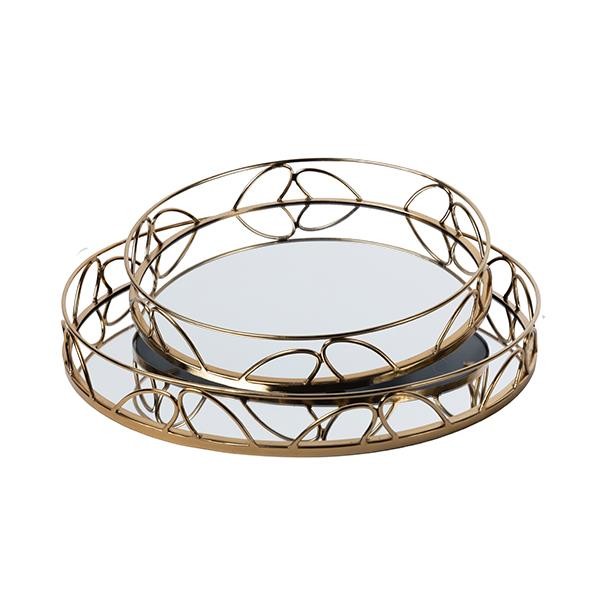 S/2 ΔΙΣΚΟΣ ΜΕΤΑΛΛΙΚΟΣ ΜΕ ΚΑΘΡΕΦΤΗ ΧΡΥΣΟΣ 39x5x39cm/ 30.5x5x30.5cm