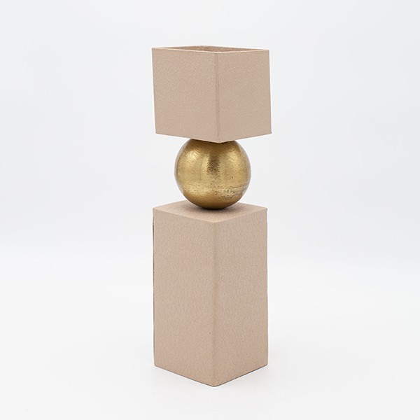 ΒΑΖΟ ΜΕΤΑΛΛΙΚΟ ΜΠΕΖ-ΧΡΥΣΟ 8x8x32cm