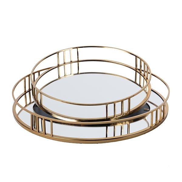 S/2 ΔΙΣΚΟΣ ΜΕΤΑΛΛΙΚΟΣ ΜΕ ΚΑΘΡΕΦΤΗ ΧΡΥΣΟΣ 39x5x39cm / 30.5x5x30.5cm