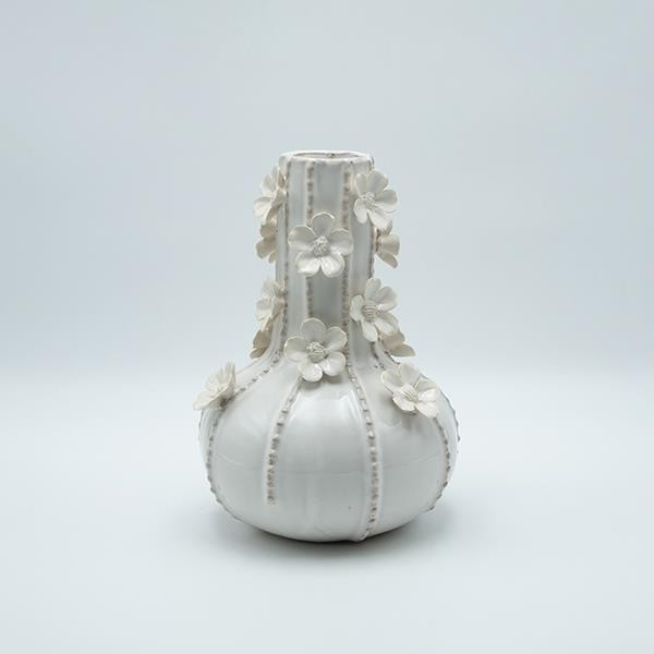 ΒΑΖΟ ΜΕ ΛΟΥΛΟΥΔΙΑ ΚΕΡΑΜΙΚΟ ΛΕΥΚΟ 17x17x24.5cm